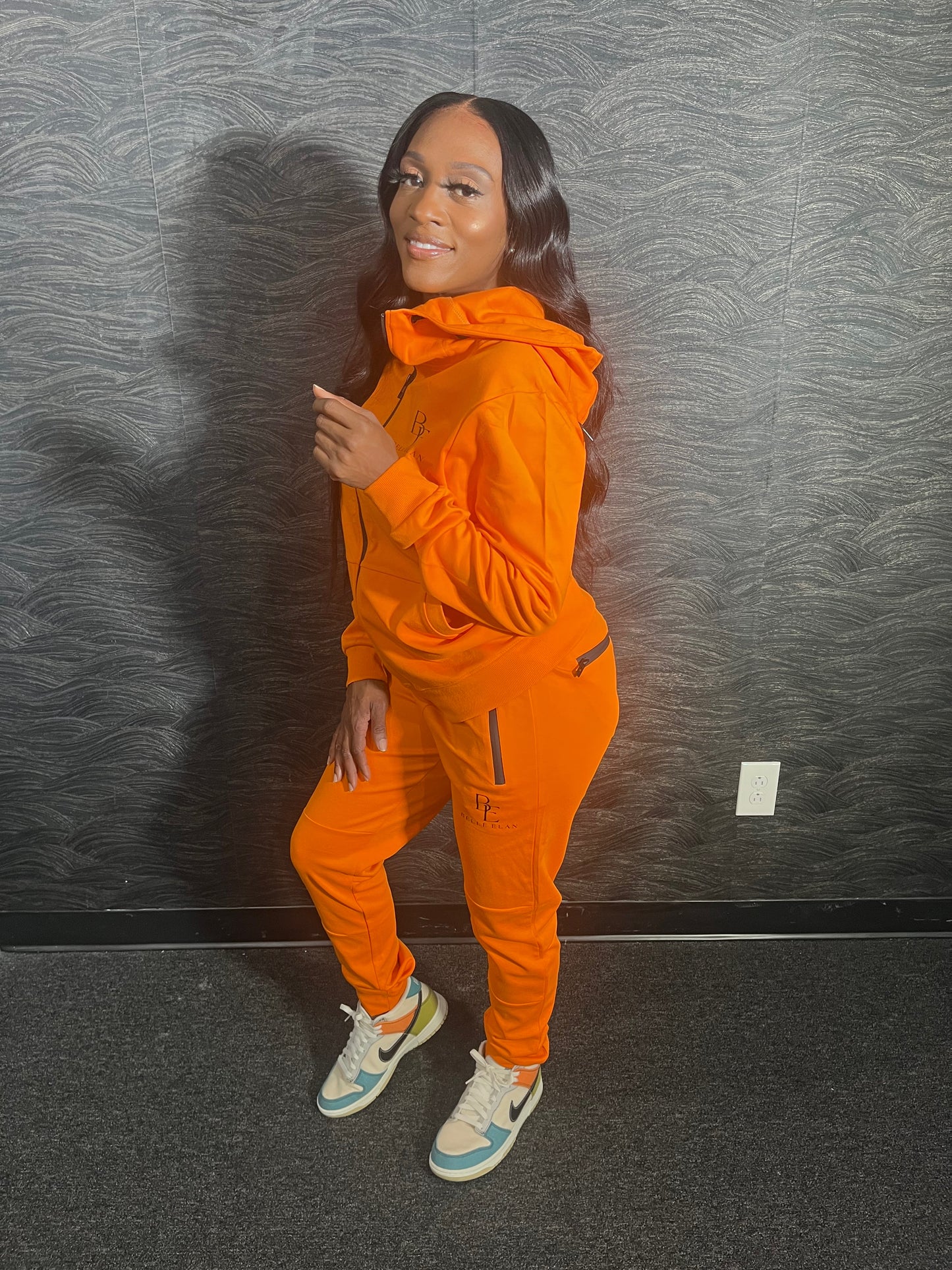 Belle Elan Orange Jogger suit
