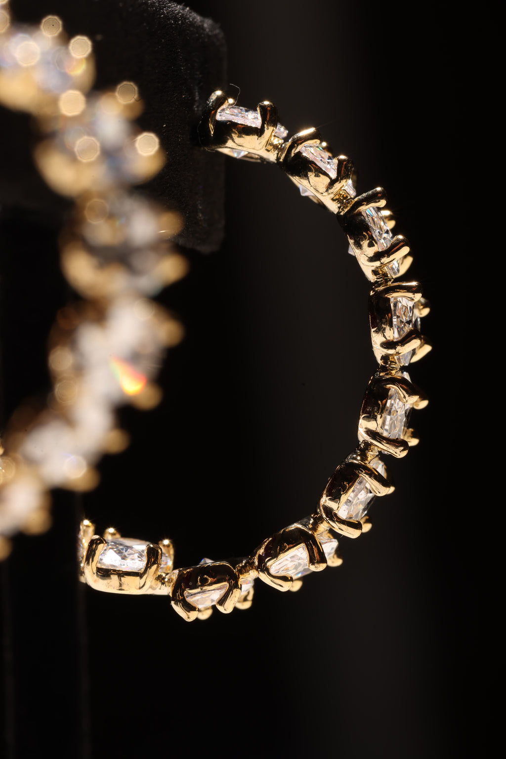 Gold Swarovski Crystal Medium Hoops