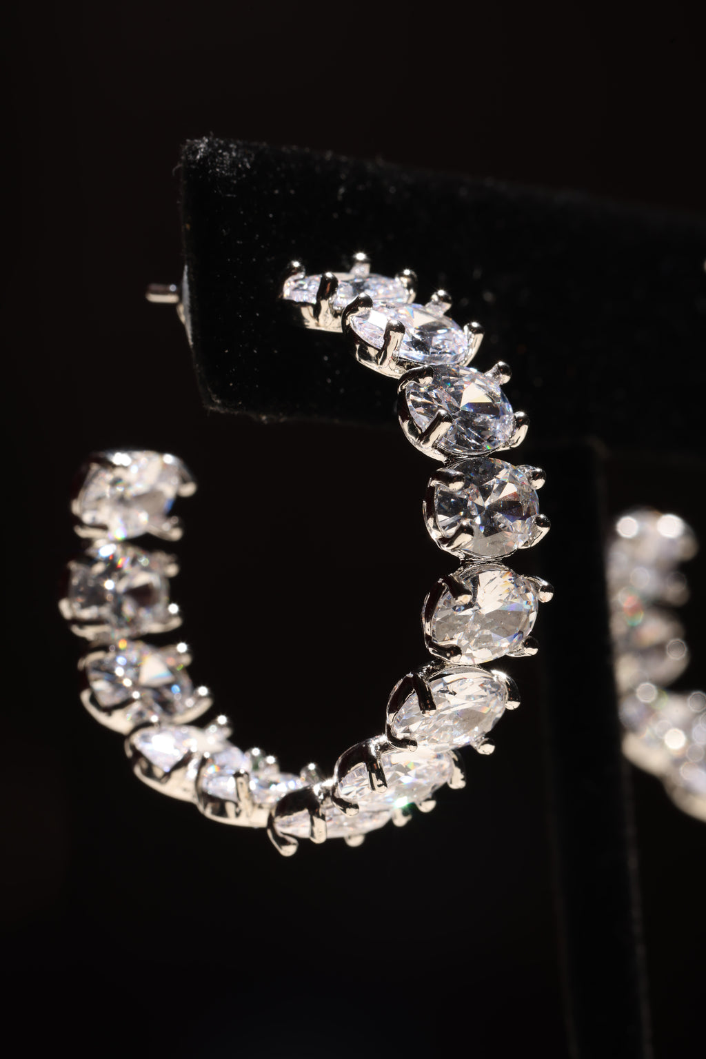 Silver Swarovski Crystal Medium Hoops