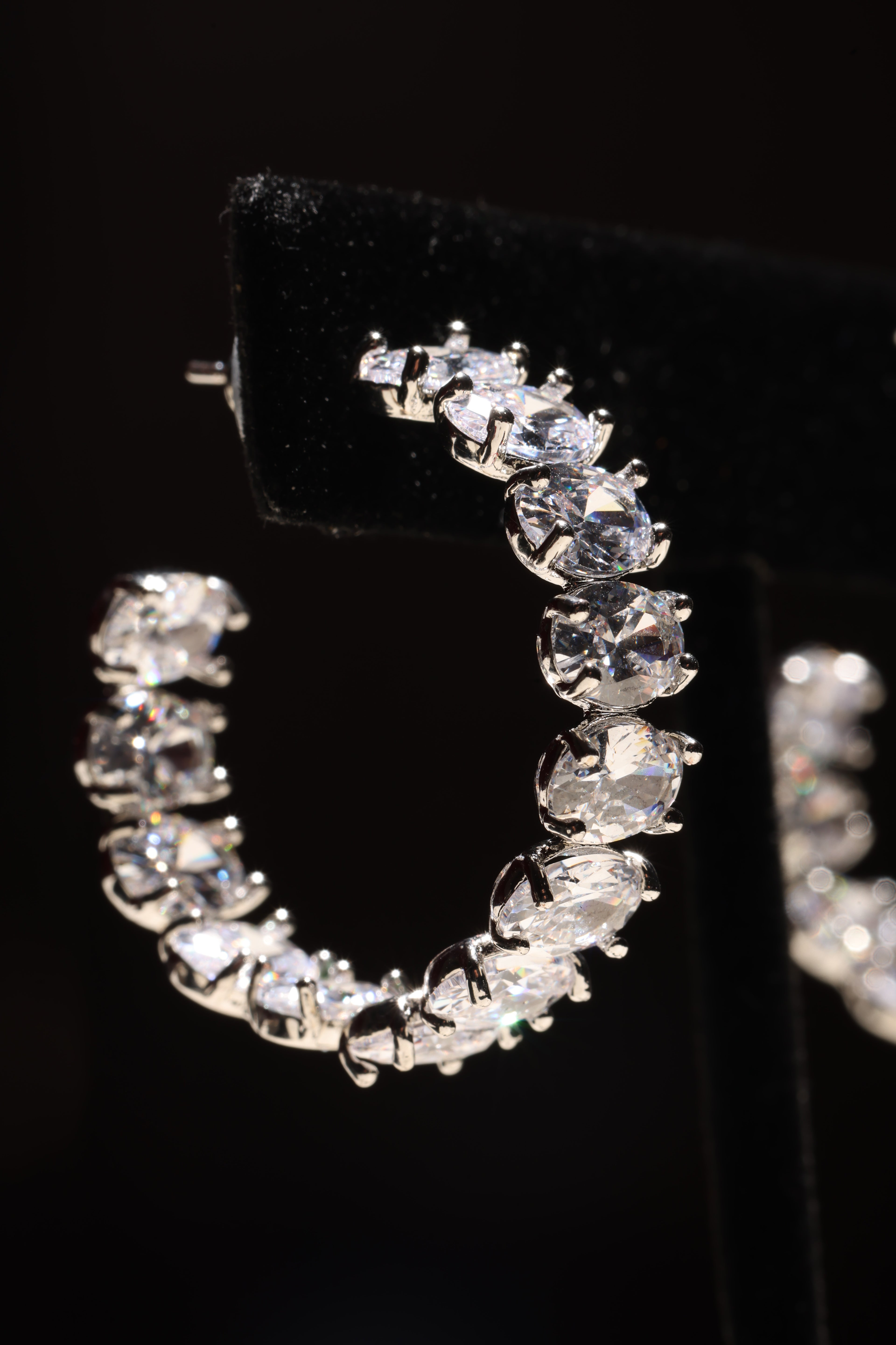 Silver Swarovski Crystal Medium Hoops