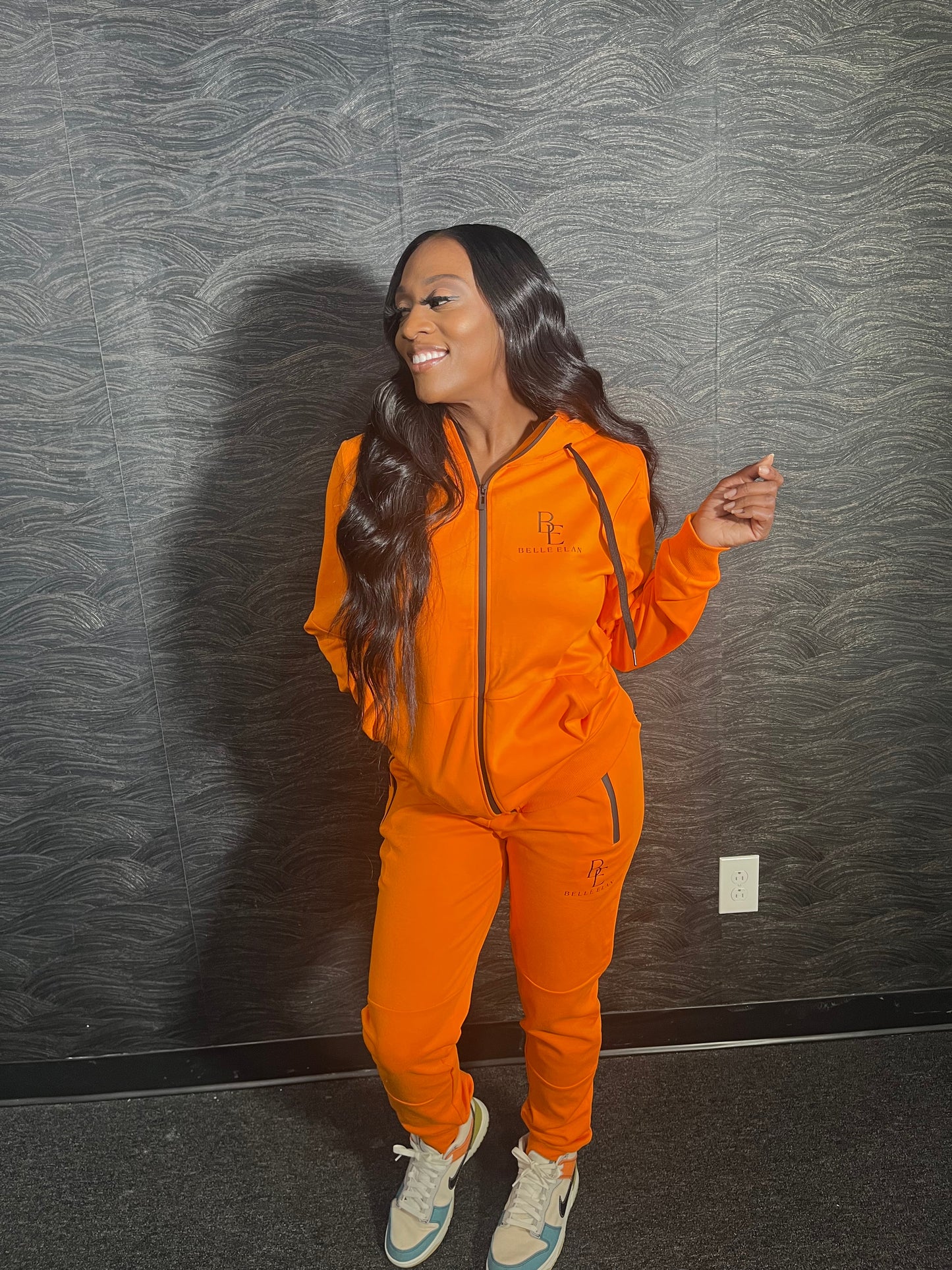 Belle Elan Orange Jogger suit