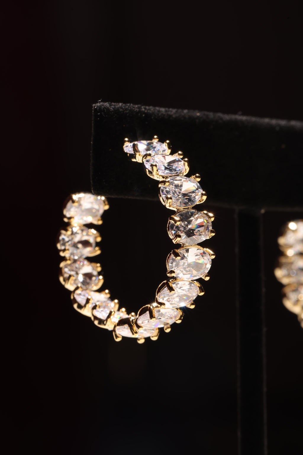 Gold Swarovski Crystal Medium Hoops