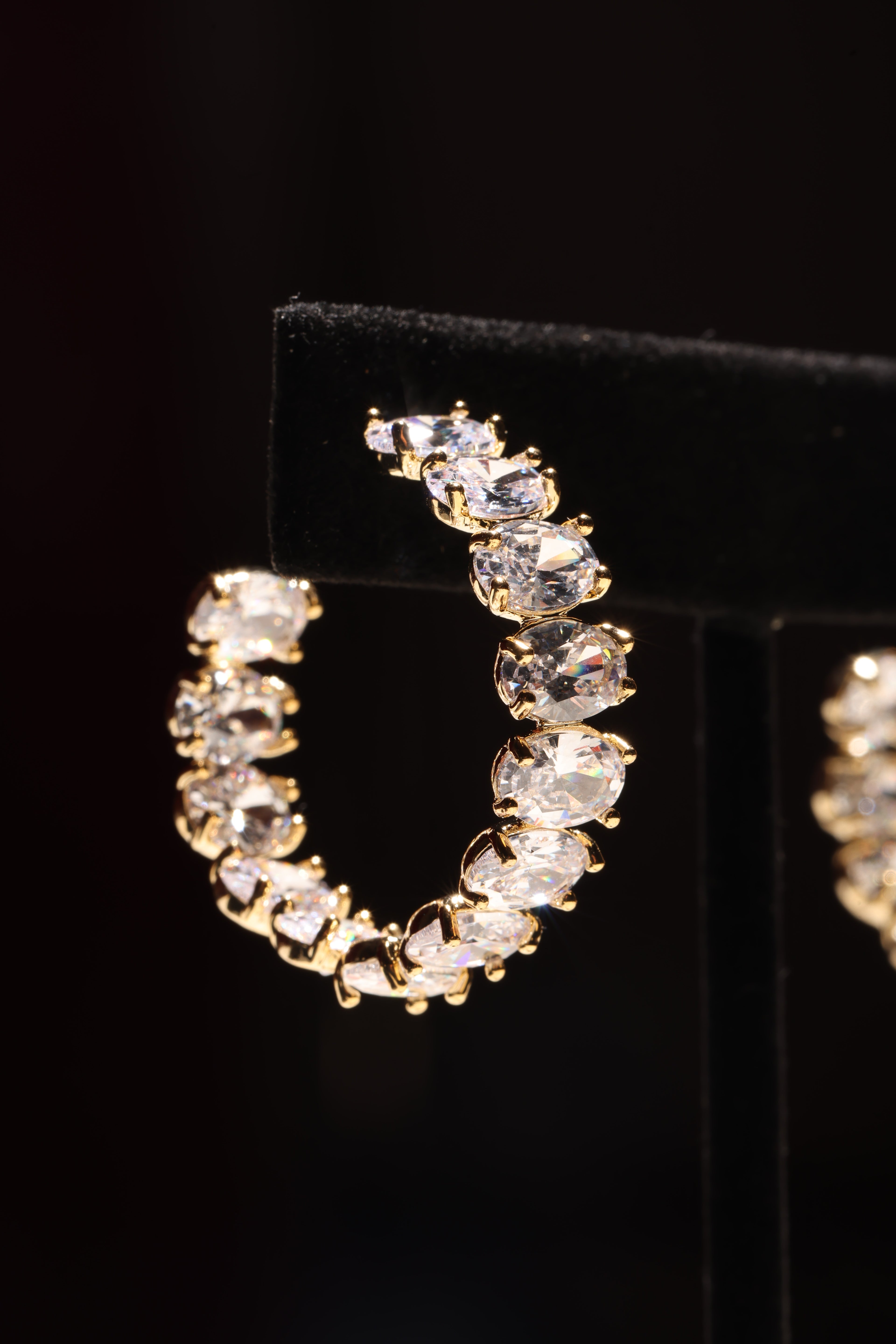 Gold Swarovski Crystal Medium Hoops