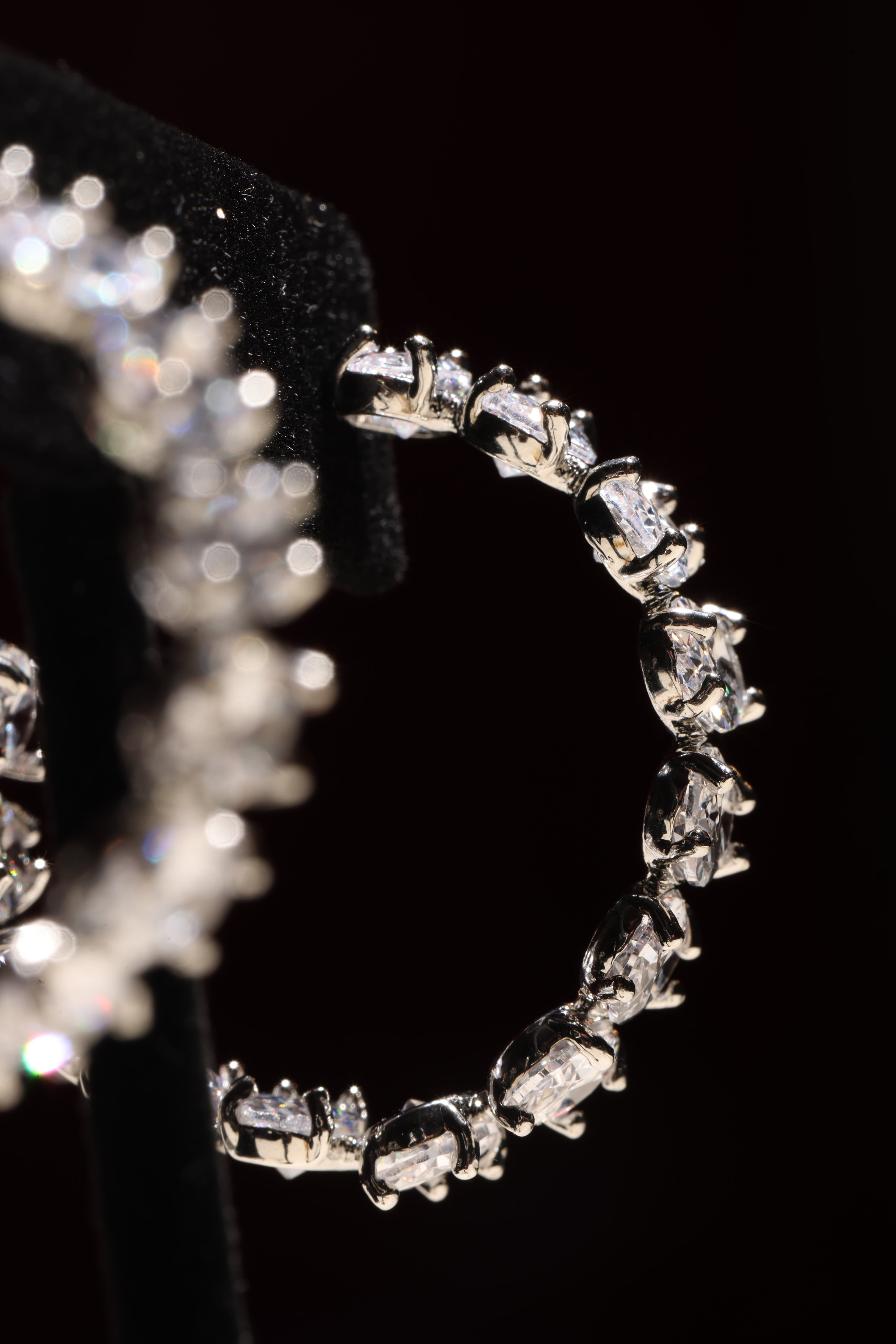 Silver Swarovski Crystal Medium Hoops