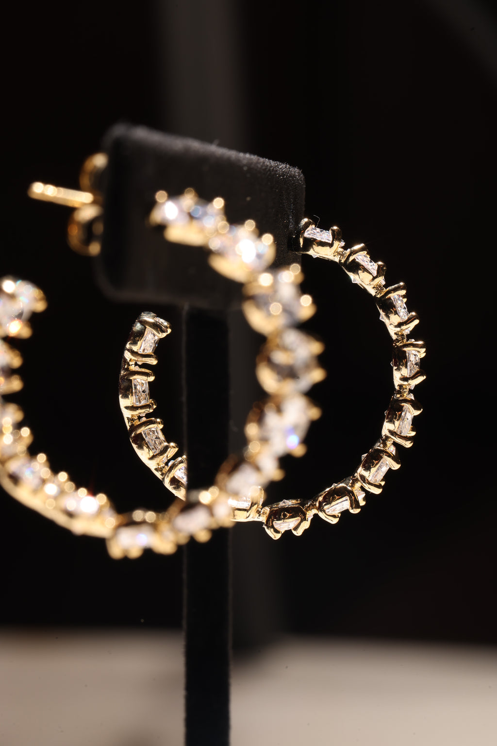 Gold Swarovski Crystal Medium Hoops