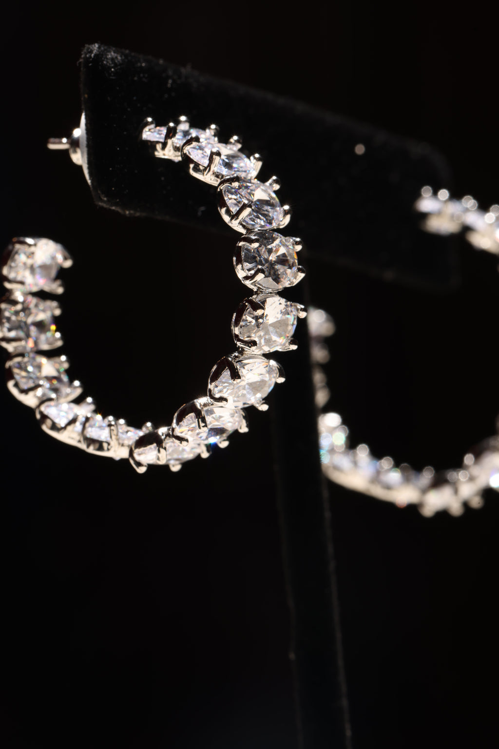 Silver Swarovski Crystal Medium Hoops