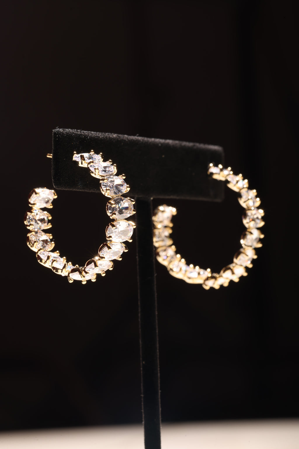 Gold Swarovski Crystal Medium Hoops