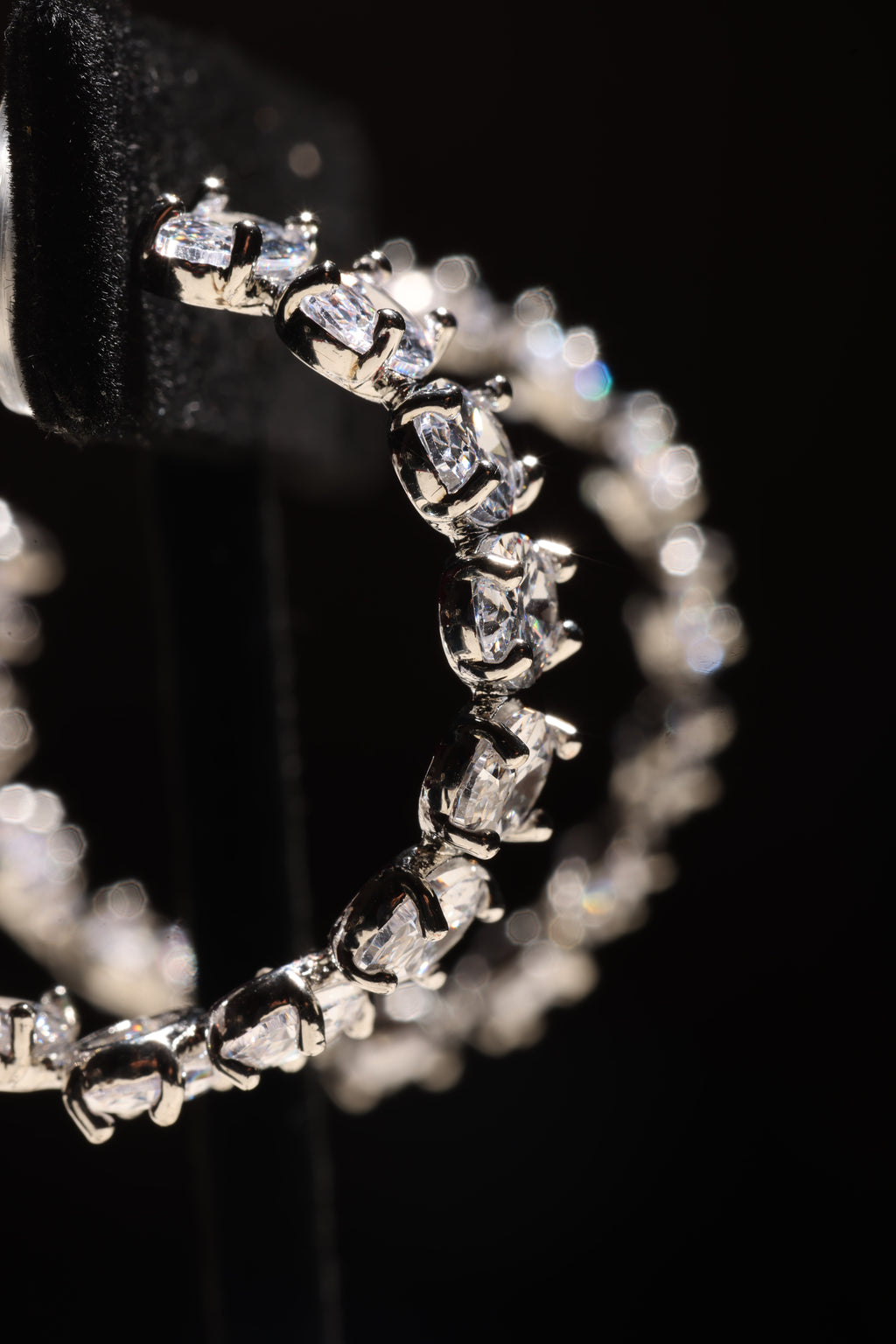 Silver Swarovski Crystal Medium Hoops